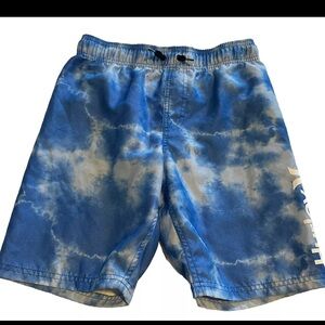 Hurley Boys Lined Board Shorts M Blue & White Polyester Swim Trunks Drawstring